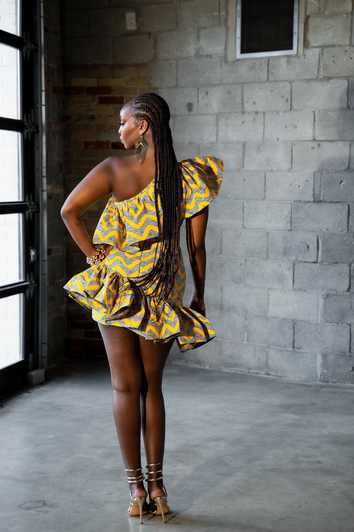 LILY African Print One Sleeve Ruffle Mini Dress OFUURE LILY African Print One Sleeve Ruffle Mini Dress OFUURE
