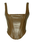 ONO Faux Leather Corset Top in Olive