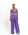 ONO Faux Leather Corset Top in Purple