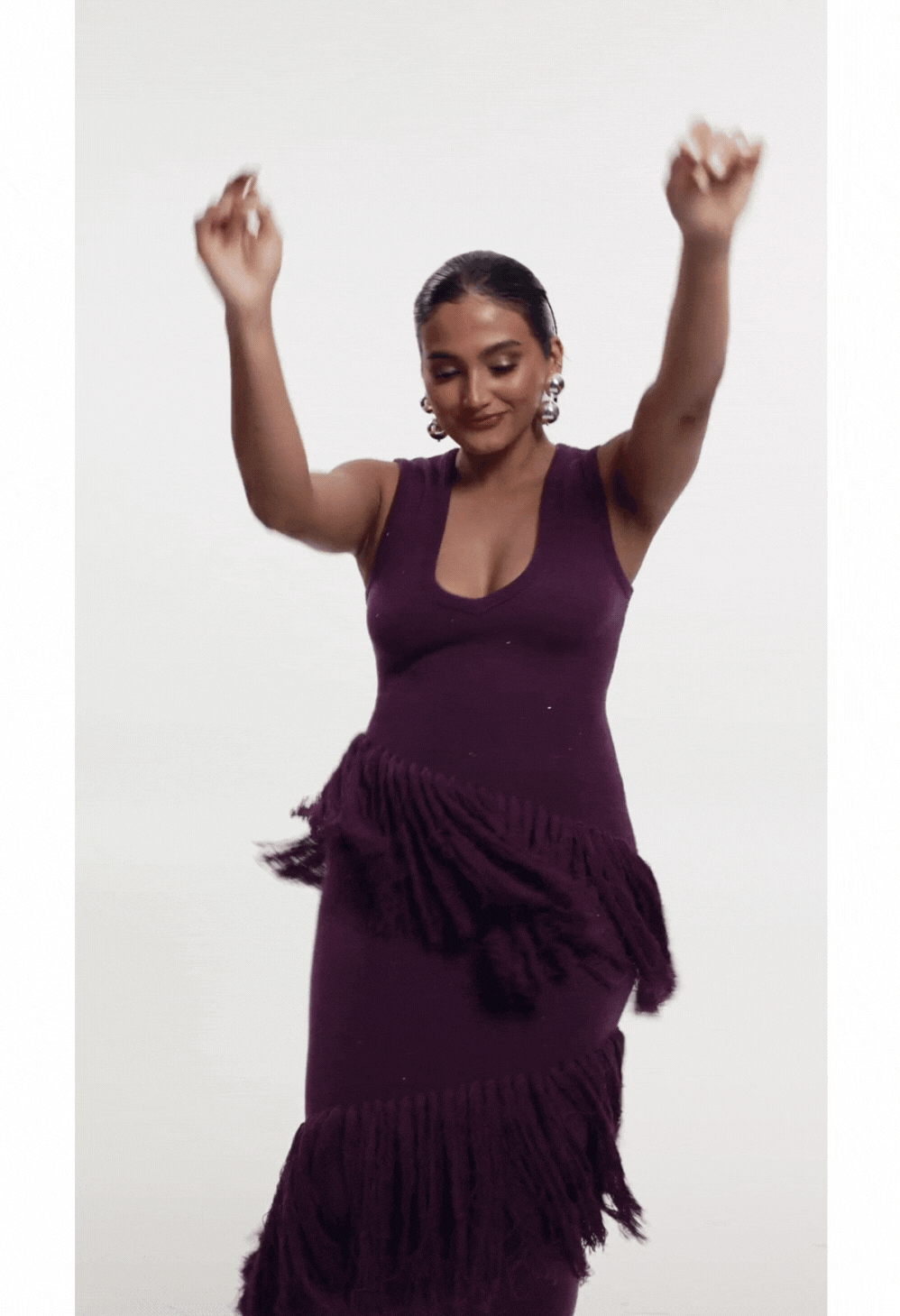 strapless open back dress UYAI Sequin Fringe Maxi Dress in PURPLE – OFUURE