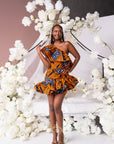 ZEZE African Print One Sleeve Ruffle Mini Dress