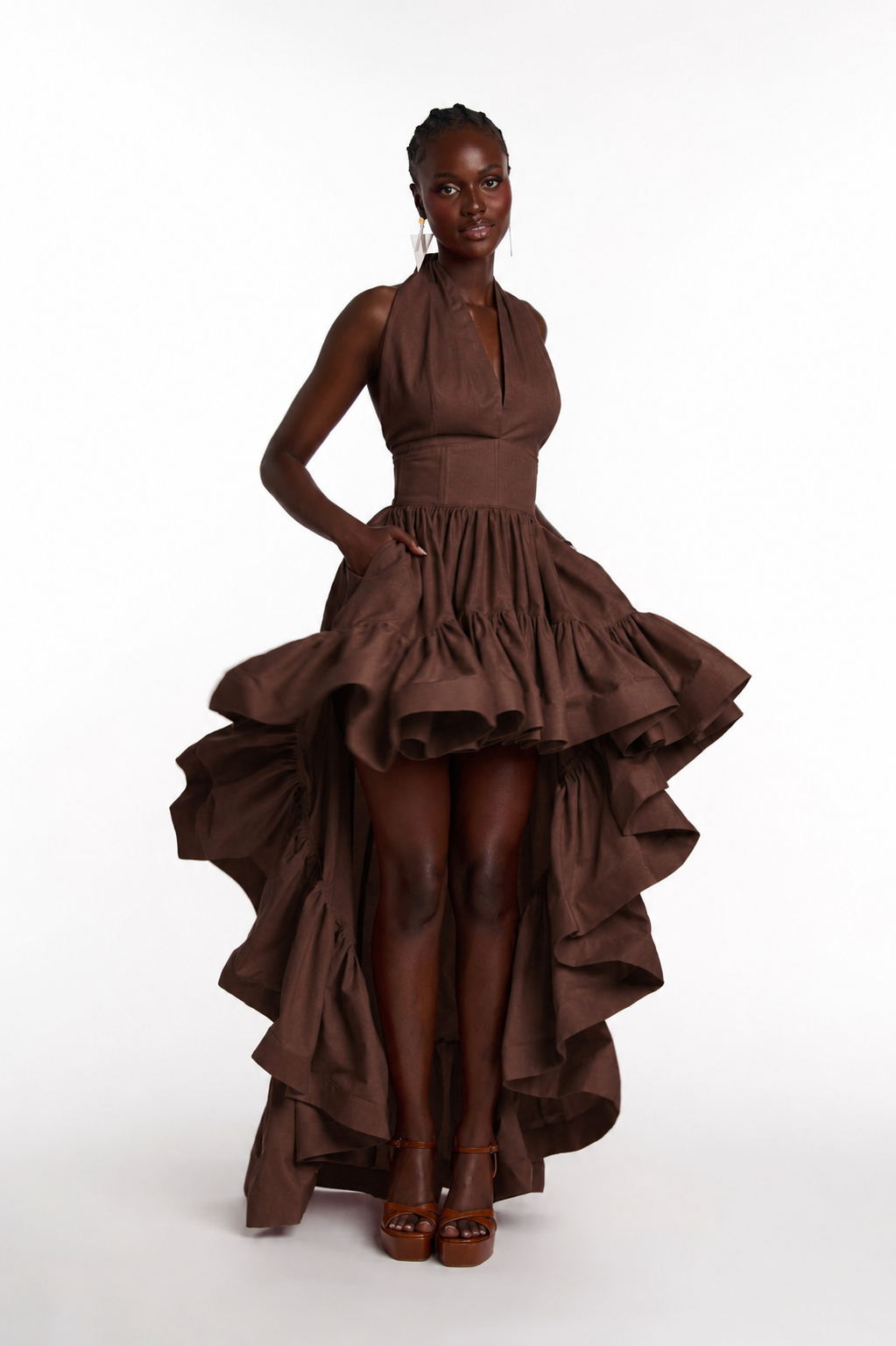 brown high low dress AMA Hi-low in – OFUURE This enchanting garment features Size:EU 38 Wide womens-shoes:Dress Penny Gold beaded lace dress