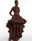 AMA Hi-low Dress in BROWN