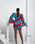 NKECHI African Print Off-shoulder Puffy Sleeve Mini Dress
