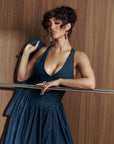 Denim Pinstripe NOEMI Midi Dress