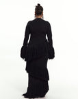 EME Sequin Fringe Maxi Dress in BLACK
