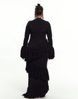EME Sequin Fringe Maxi Dress in BLACK