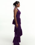 UYAI Sequin Fringe Maxi Dress in PURPLE