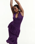 UYAI Sequin Fringe Maxi Dress in PURPLE