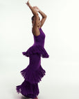 UYAI Sequin Fringe Maxi Dress in PURPLE