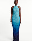 IRIS Ruched Halter Maxi Dress