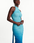 IRIS Ruched Halter Maxi Dress