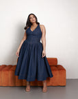 Denim Pinstripe NOEMI Midi Dress