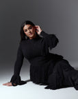 EME Sequin Fringe Maxi Dress in BLACK