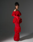 IGHO Sequin Fringe Maxi Dress in RED