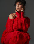 IGHO Sequin Fringe Maxi Dress in RED