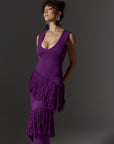 UYAI Sequin Fringe Maxi Dress in PURPLE