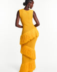 UYAI Sequin Fringe Maxi Dress in YELLOW