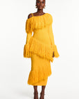 IGHO Sequin Fringe Midi Dress in YELLOW
