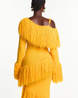 IGHO Sequin Fringe Midi Dress in YELLOW