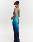 IRIS RUCHED HALTER MAXI DRESS