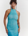 IRIS RUCHED HALTER MAXI DRESS