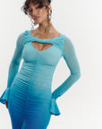 IRIS HI-LOW RUFFLE DRESS