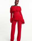 IGHO Sequin Fringe Pant Set in RED
