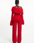 IGHO Sequin Fringe Pant Set in RED