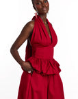 GRACE Peplum Top in RED