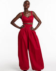 KIARA Wide Leg Pants in RED