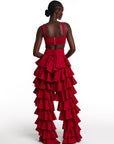DARIA Ruffle Pants in RED