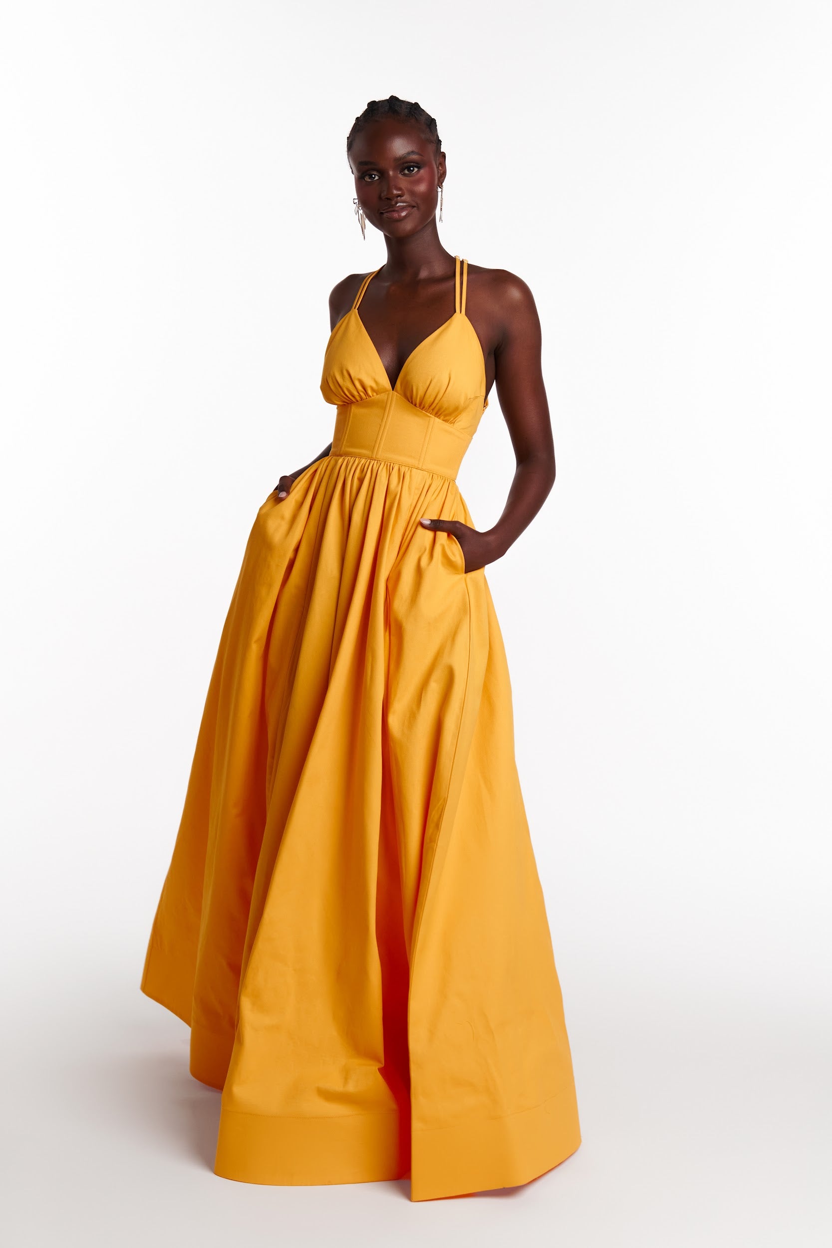 adele maxi dress in AMBER – OFUURE Size:M/12 Men's Pintex Tuxedo Shirt INV-221031 neck and loose fit