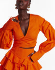 DANA Wrap Top in Orange