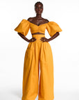 SKYE Puffy Sleeve Crop Top in AMBER