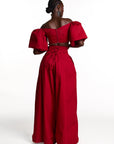 KIARA Wide Leg Pants in RED