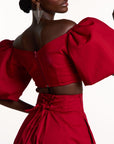 KIARA Wide Leg Pants in RED