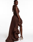 AMA Hi-low Dress in BROWN