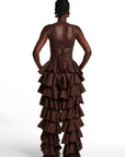 DARIA Ruffle Pants in BROWN