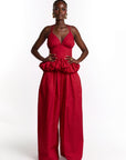 ADELE Peplum Top in RED