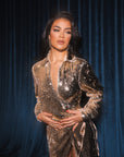 GOLD Sequin Wrap Dress
