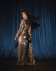 GOLD Sequin Wrap Dress