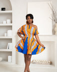 SOMIE African Print One-shoulder Mini Dress