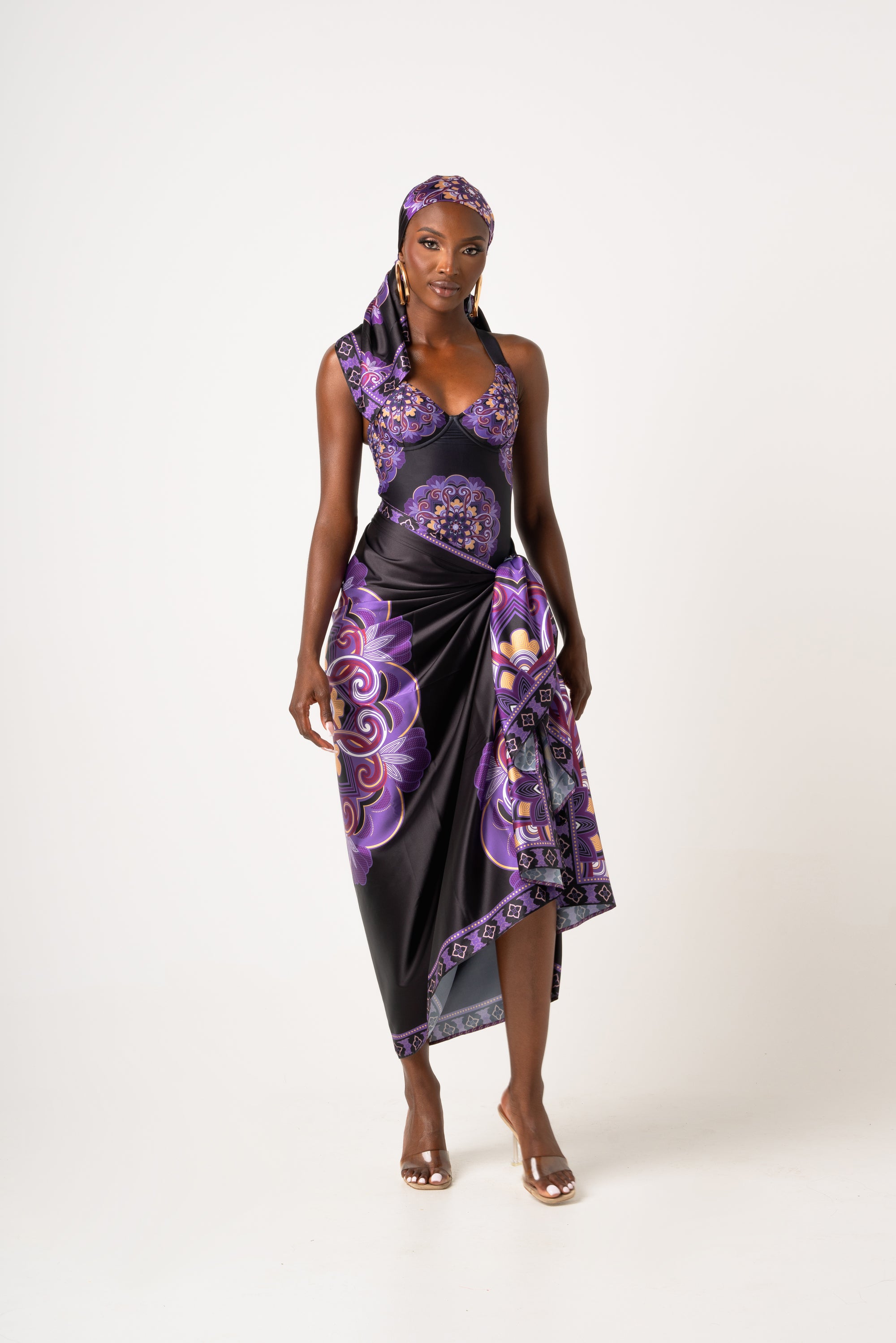 ENANG BLACK XL SILK SCARF