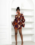 DORA African Print Off-shoulder Puffy Sleeve Mini Dress