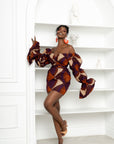 DORA African Print Off-shoulder Puffy Sleeve Mini Dress