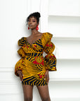 TAYO African Print Off-shoulder Puffy Sleeve Mini Dress