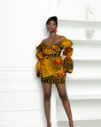 TAYO African Print Off-shoulder Puffy Sleeve Mini Dress