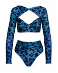 AZI BLUE LONG SLEEVE SWIMSUIT TOP