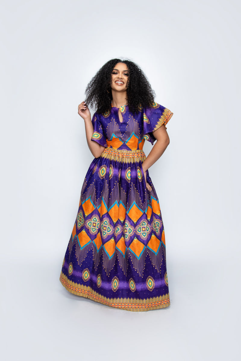 PIA African Print KEYHOLE Maxi Dress